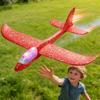 Large Foam Glider with LED Lights EPP Hand Throw Airplane Toy for Kids Outdoor Flying Toy for Boys Girls Crash-Resistant Outdoor Play Gift for