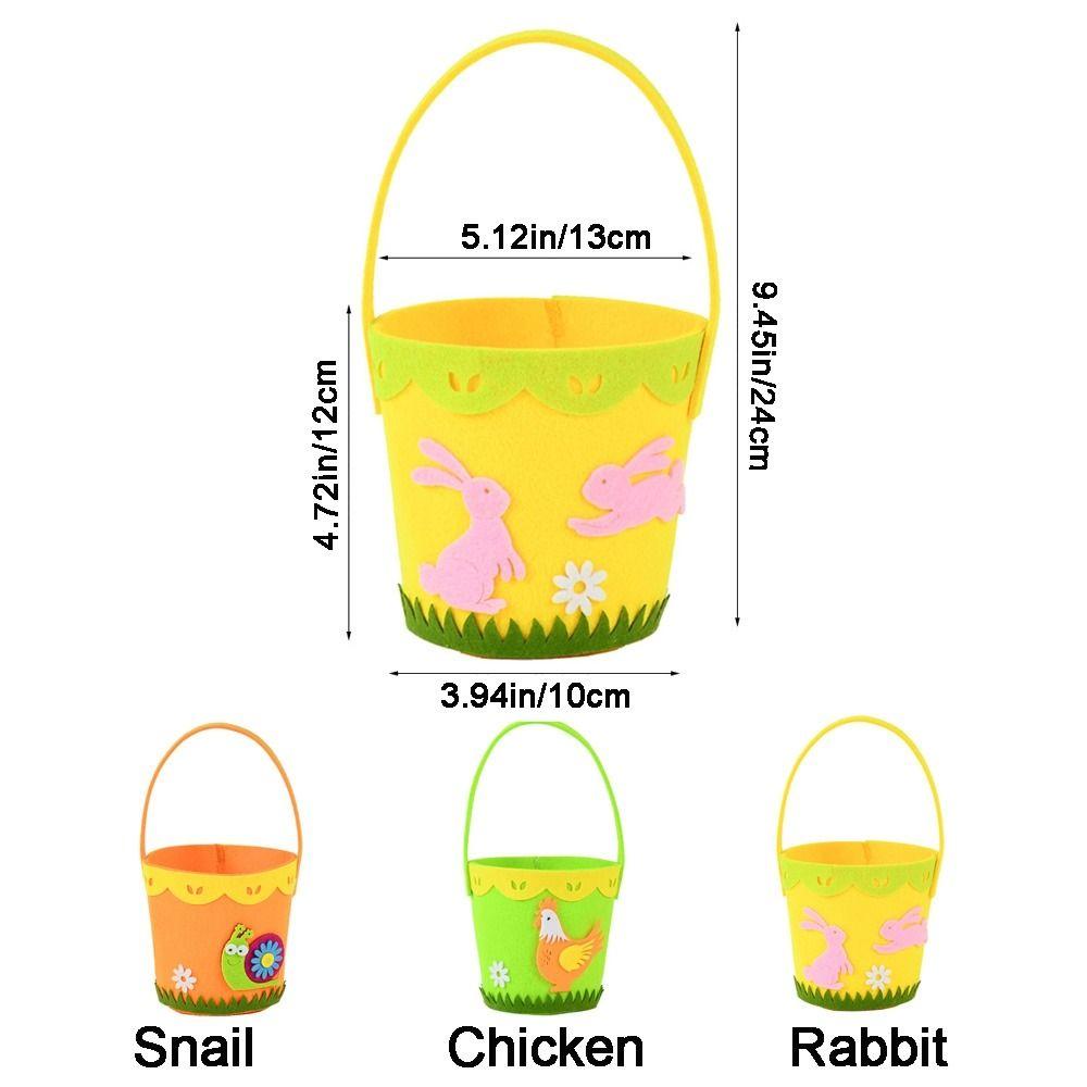 Cartoon Rabbit Egg Basket Colorful Chicken Egg Hunt Basket Easter Felt Basket  Children Gifts