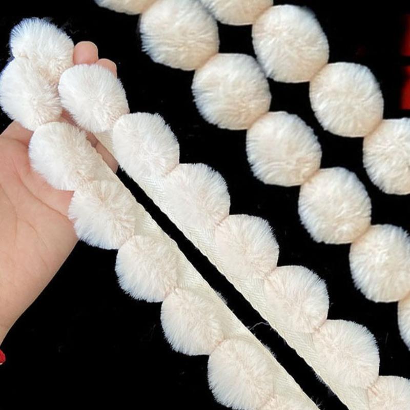 3cm Faux Rabbit Fur Ball Strips Soft Cute Stringing Balls for DIY Clothing Accessories Home Textiles Pillow Trim Curtain Decor