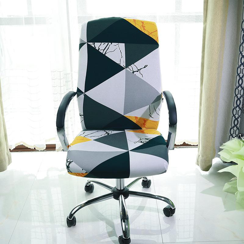 Stretch Spandex Printed Milk Silk Office Chair Cover with Zipper Removable Anti-dirty Computer Rotating Chair Protector