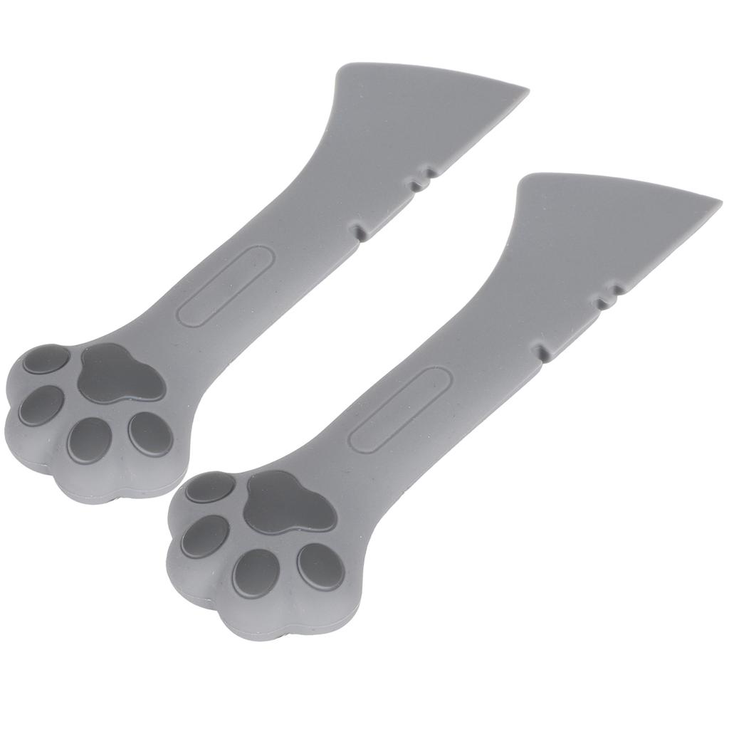 2pcs Multifunction Pet Cat Paw Can Opener Food Spoon Silicone Lightweight Washable for CatGray