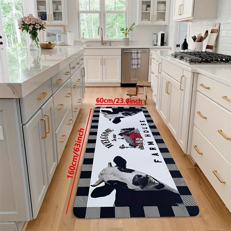 1Pcs Anti Fatigue Kitchen Rugs Cow Print Waterproof Non-Slip Thick Cushioned Kitchen Mat Heavy Duty Comfort Standing Mat for Kitchen