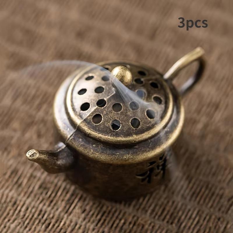 

3 шт. Винтажная курильница из сандалового дерева, элегантный металлический держатель для ароматерапии, домашнего декора, празднования фестивалей 3pcs дубильная кора