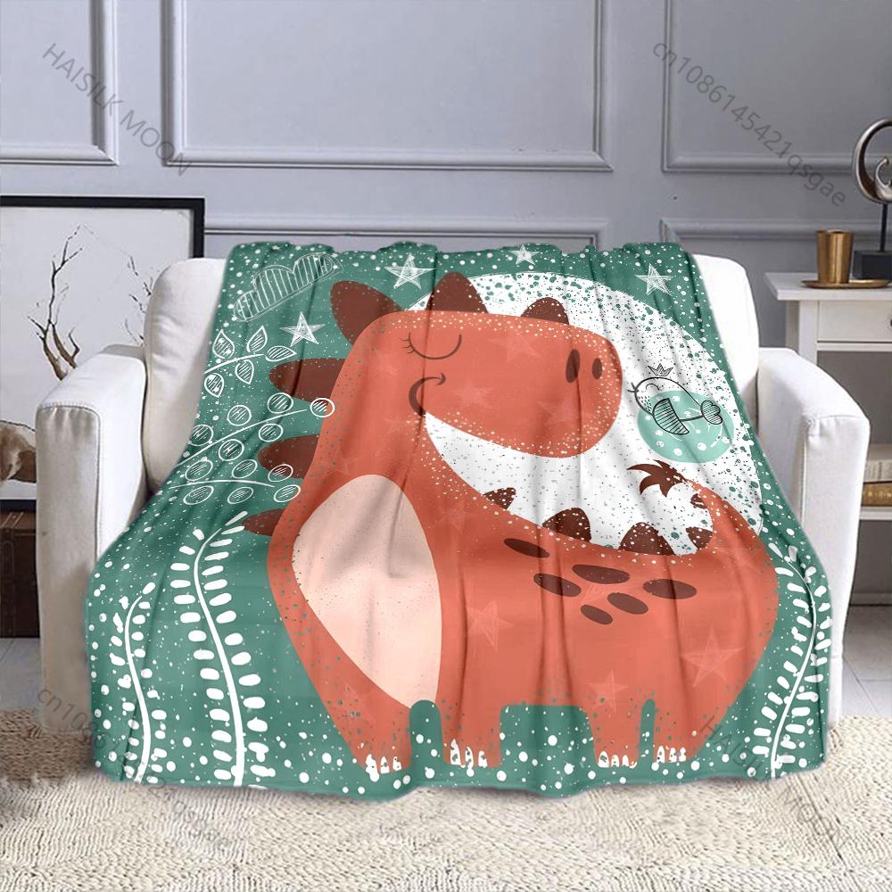 

1PC Cartoon Illustration of A Red Dinosaur Blanket Warm Soft for Sofa Bed Home Travel Camping Blanket All Seasons Luxury Gifts 75x90cm