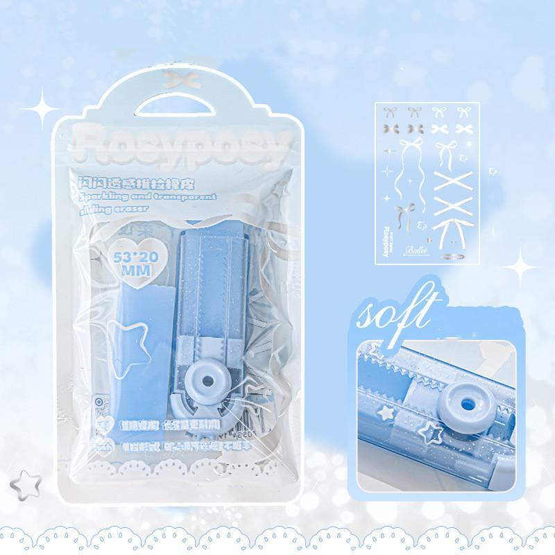 1 Stück Ins Niedlicher Radiergummi für Kinder Mädchen Süßer Chic Koreanischer Radiergummi mit Schleife und Stern im Ausziehstil zum Zeichnen von Schreibwaren