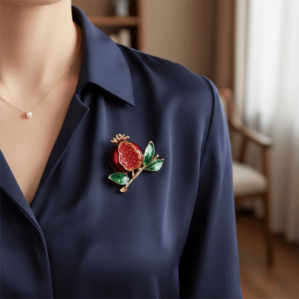 Pomegranate Enamel Fruit Brooch Elegant Fruit Lapel Pin Brooches Jewelry  Dresses Decoration