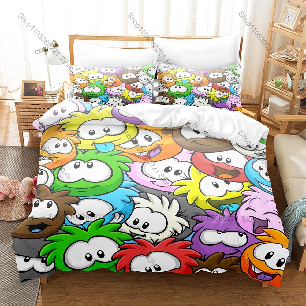 Cute Penguin Animal Duvet Cover + 2 Pillowcases 3D Print Polyester Bedding Set Kawaii Cool Bedroom Decor Bed Linens
