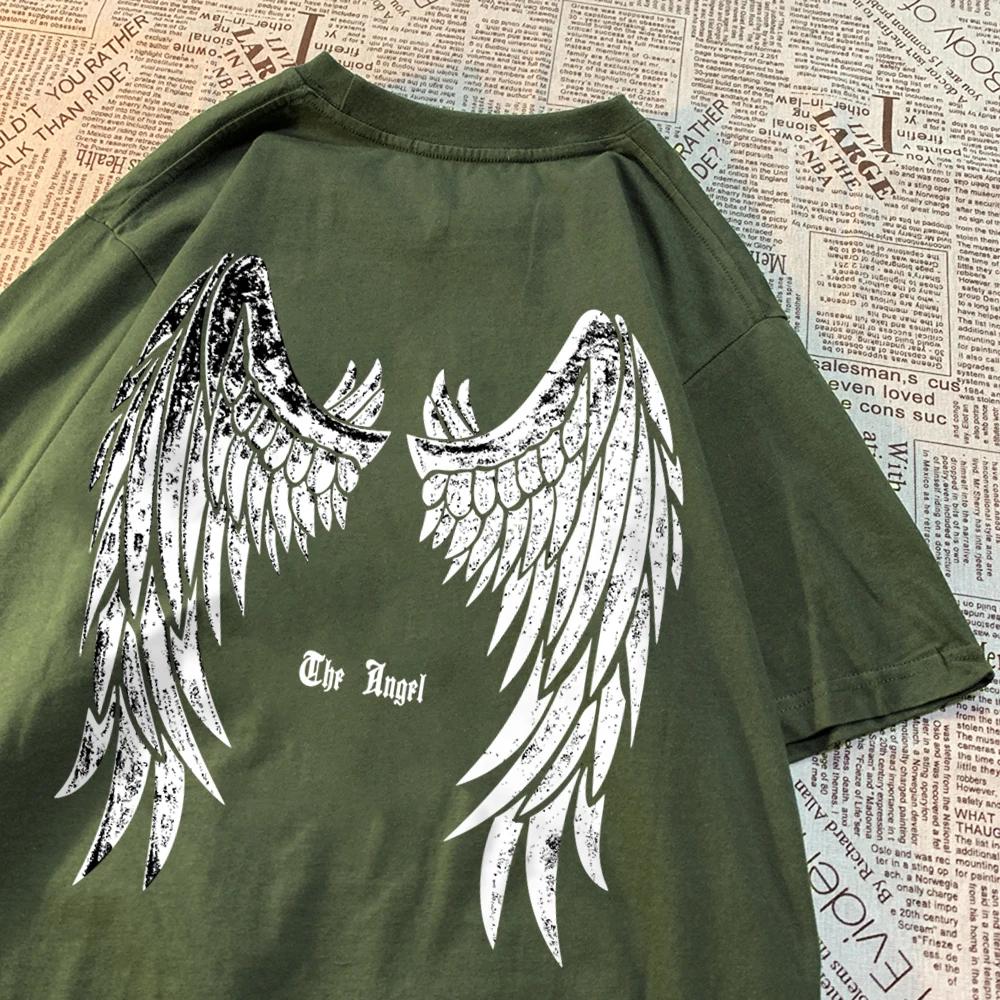 Tricou cu aripi desfășurate îngerul pentru bărbați și femei, tricou cu model, haine de vară, din bumbac, cămașă cu mânecă scurtă, vintage, cu gâtul în formă de O, tricou pentru cuplu