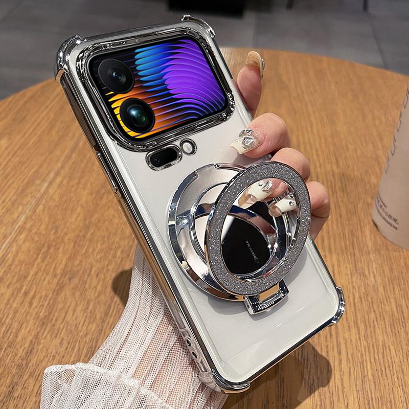 

Для Xiaomi 17 Pro Max Блестящий Зеркальный Магнитный Чехол-Подставка для Телефона для Xiaomi Mi 17Pro Ударопрочный Мягкий Силиконовый Гальванизированный Чехол Xiaomi 17 pro max серебряный