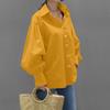 Casual Shirt Casual Lantern Sleeve Lapel Top Vintage Solid Tops Women Ladies Shirt