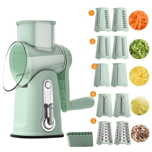Desirable [Supervised by a Professional Chef] 5-in-1 Rotating Slicer with 5 Replacement Blades, Vegetable Cutter, Stainless Steel Blade, Chopper, Grat