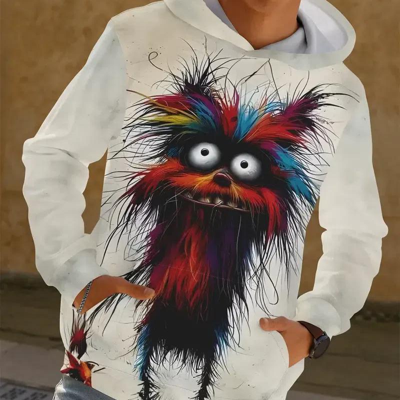 Men's Hoodie Autumn Casual Long Sleeve Sweatshirt Funny Animal Pattern 3d Print Pullover Fashion Street Oversized Clothing