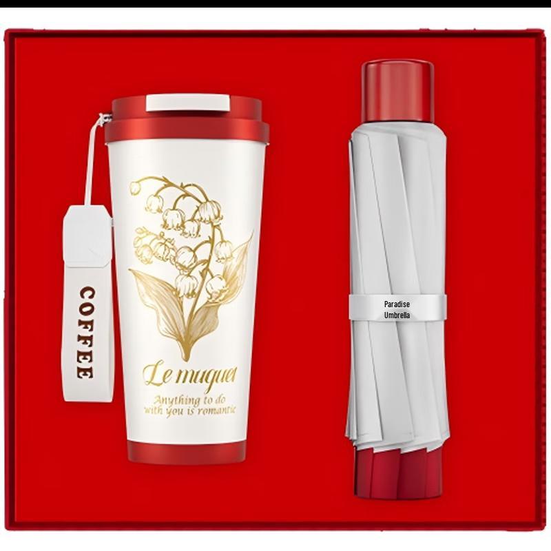 Corner Emblem Stainless Steel Cup & Umbrella Gift Set