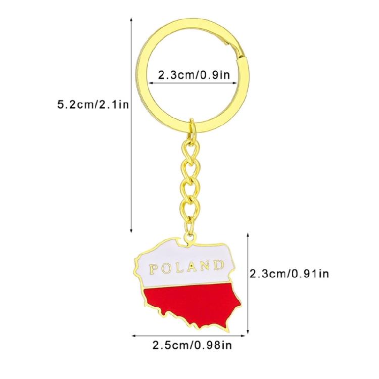 Delicate Poland Flag Keychain Versatile Poland Map Key Holder Durable Material