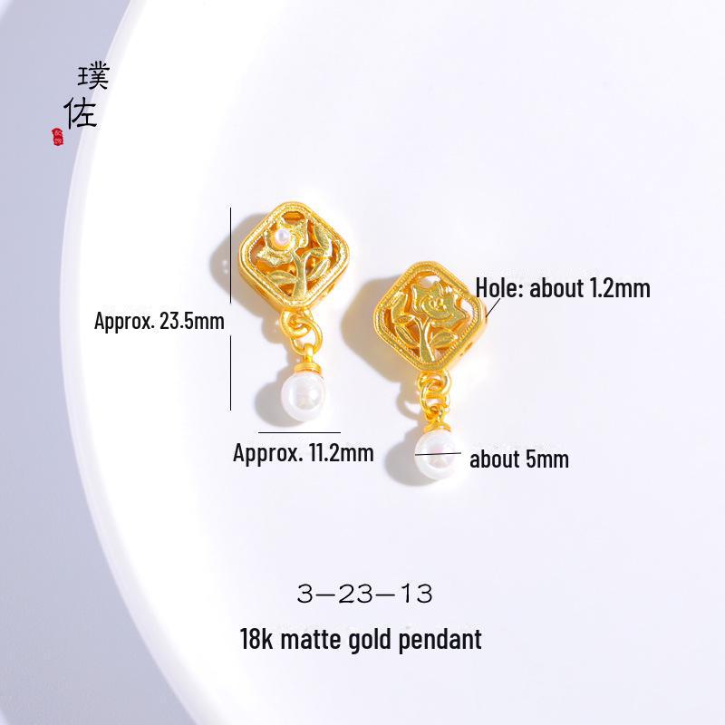 18k Matte Gold Pearl Butterfly Flower Pendant Love Bracelet Necklace DIY Jewelry Accessories for Women