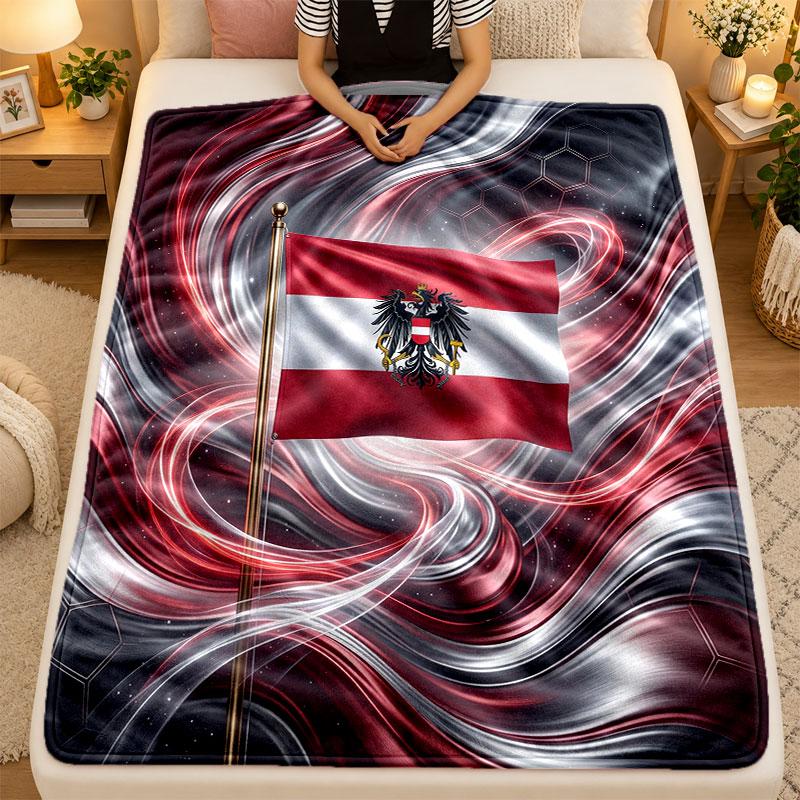 Flannel BlanketAustria Football Warm Soft Throw Blanket for Indoor Sofa Bed Living Room Use