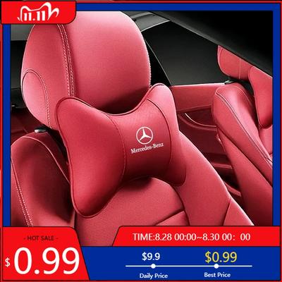 GLC GLB Car Logo Seat Headrest Neck Pillow Memory Cotton Lumbar Support Cushion For Mercedes Benz AMG W203 W206 W220 W205 W211