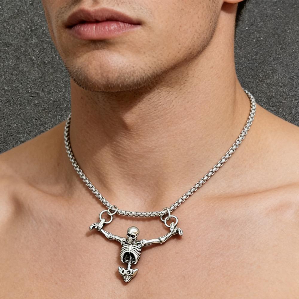 Punk Hip Hop Skull Pendant Necklace for Men Women Vintage Gothic Punished Man Design Fashion Hip Hop Jewelry