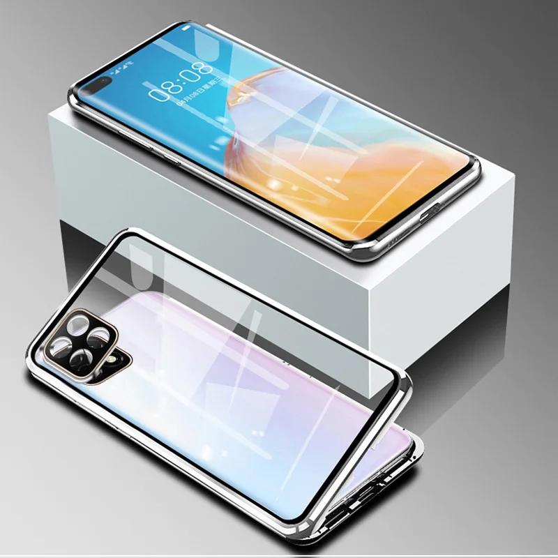 Coque de téléphone magnétique en métal pour Poco F7 Ultra X7 X6 F6 F5 Pro C75 M7 5G Housse en verre trempé double face Protection d'objectif Coques