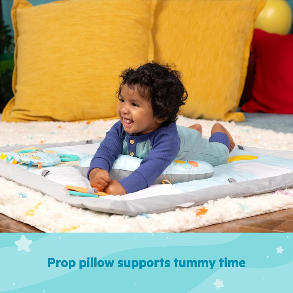 Bright Starts Winnie the Pooh Tummy Time Activity Gym (0 Months) - Baby Gym, Baby Mat, Play Gym, Blue, 13124