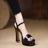 Super High Heel Womens Sandals Fashion Square Toe Platform Sandal Summer New High-heeled Sandals for Women Luxury Leather Sandal
