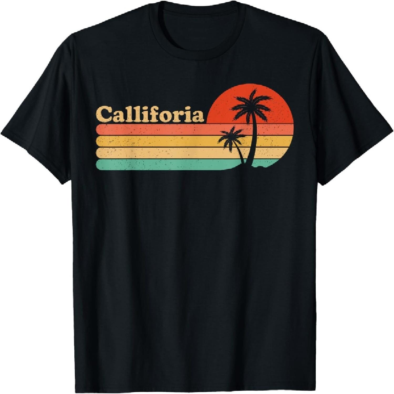 Винтажная футболка Калифорния 80-х годов с пальмами и закатом S