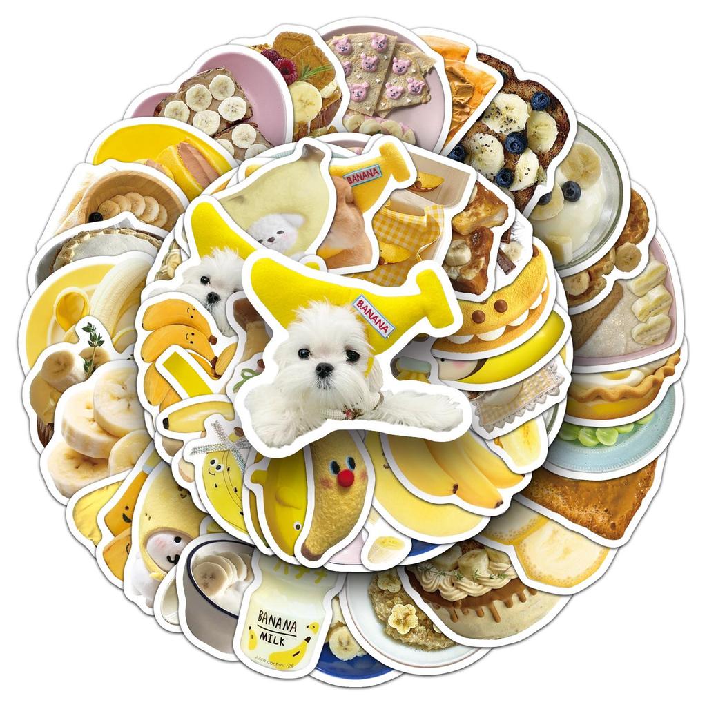 50pcs Trendy Banana Fruit Stickers for Notebooks, Skateboards, Speakers - Fun & Stylish INS Design