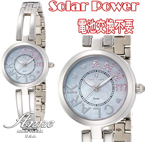 ANNE CLARK Women's Solar Watch - No Battery Replacement Needed - Skin-Friendly All-Stainless Material - Natural Shell Dial - Silver Color - Includes S