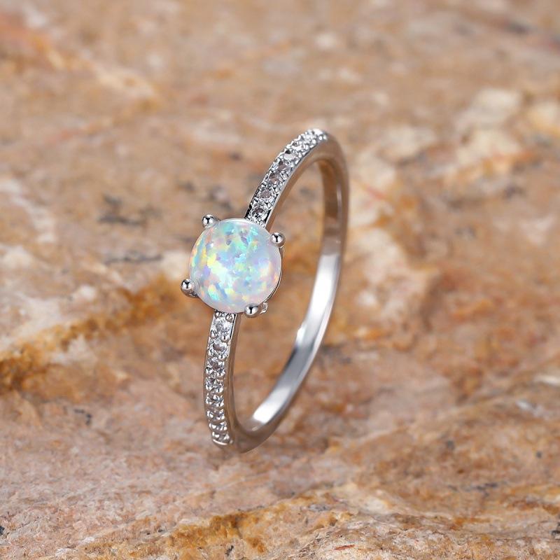 Fashion Commuter White K Egg Shaped White Opal Micro Set White Diamond Ring Ring Elegant Set no. 5