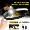 LED Sensor Headlamp USB Rechargeable Powerful Headlight Flashlight Built-in Battery Head Torch Outdoor Camping Fishing Lantern