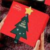 Christmas Gift Box Xmas Eve Red Gift Box with Tree Pattern Presents Wrapping Container for Holiday Decoration