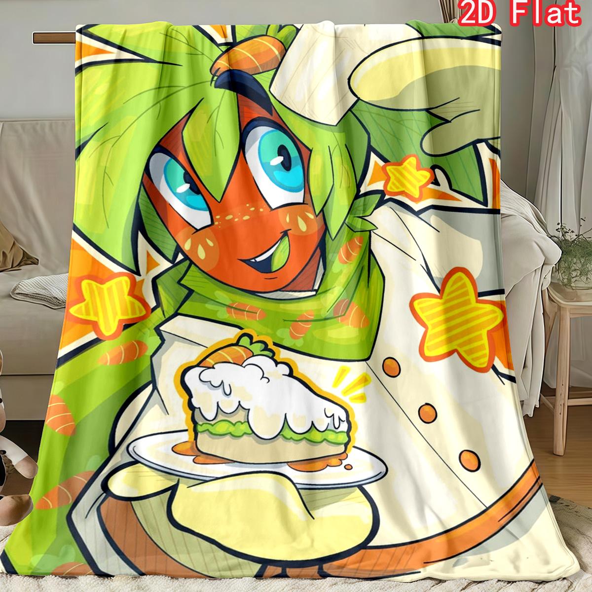 

Adorable Anime Character Themed Blanket, Kawaii Cooking & Expression Art Soft Cover 80cm x 120cm