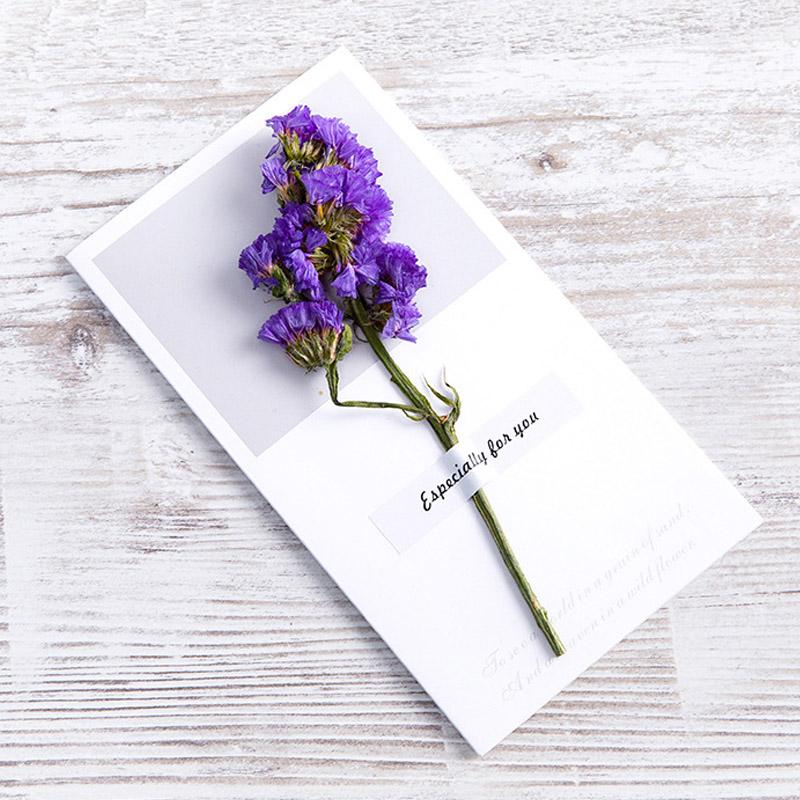 1pcs Gift Cards Wedding Invitation Starry Sky Dried Flowers Handwritten Blessing Birthday Thank You Mother's Day Gift Card