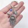 1pz Portachiavi Hamsa Vintage, Design con Perla Blu dell'Occhio di Fatima - Regalo Ideale per San Valentino, Capodanno, Natale