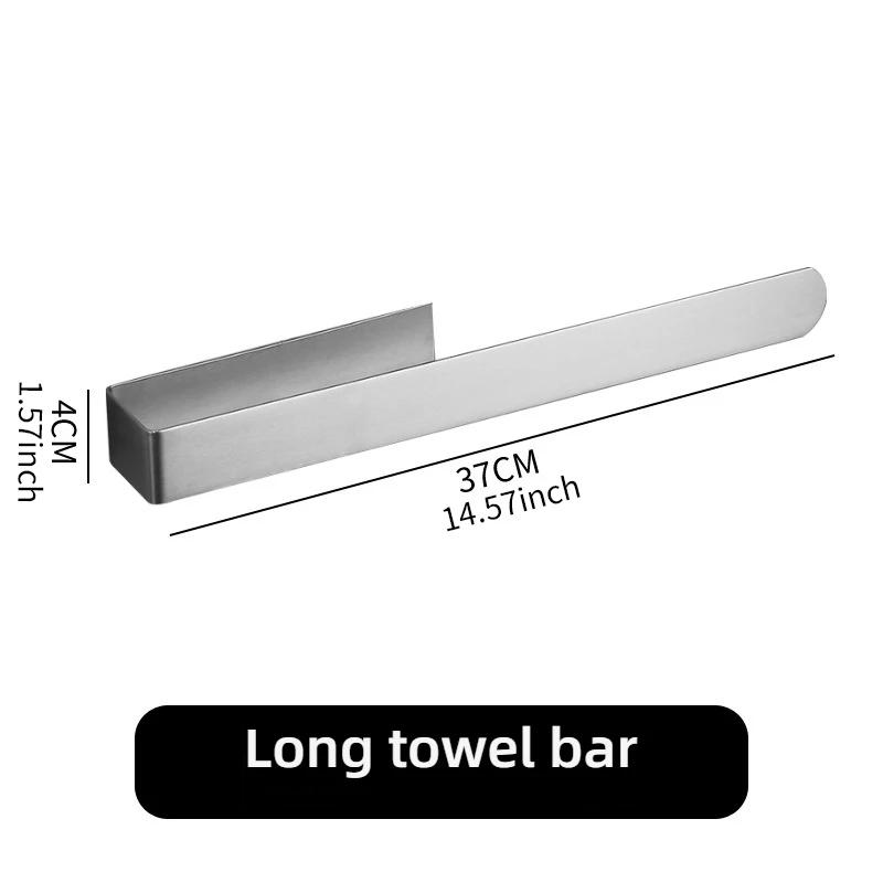 Bathroom Shelf No Hole Towel Rack Simple Stainless Steel Towel Bar Self-stick Fixed Kitchen Towel Rack Space Saving Towel Rack