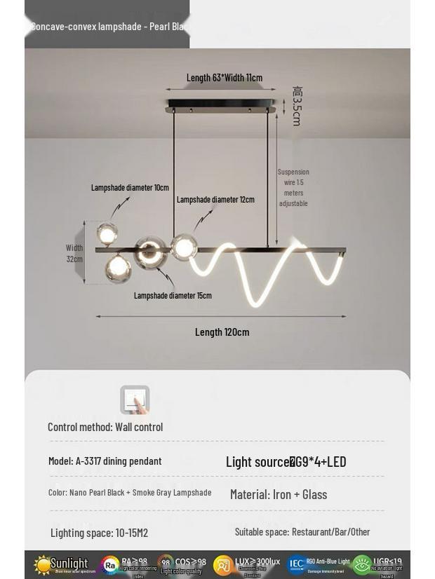 Luxury Glass Pendant Light for Dining Rooms and Bars