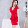 ISLAYCAOLILA DP3 Lucia Dress Cabaret Mini Club Party Tight Mini Short High Waist Women's (Size M, Red) - Dress, Dress, Dress, Dress, Dress, Peplum,