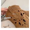 Cowhide Version~ New Short Boots Women's Western Cowboy Boots Embroidered Hollow Women's Thick Heel V-mouth Thick-soled Retro Knight Boots Women