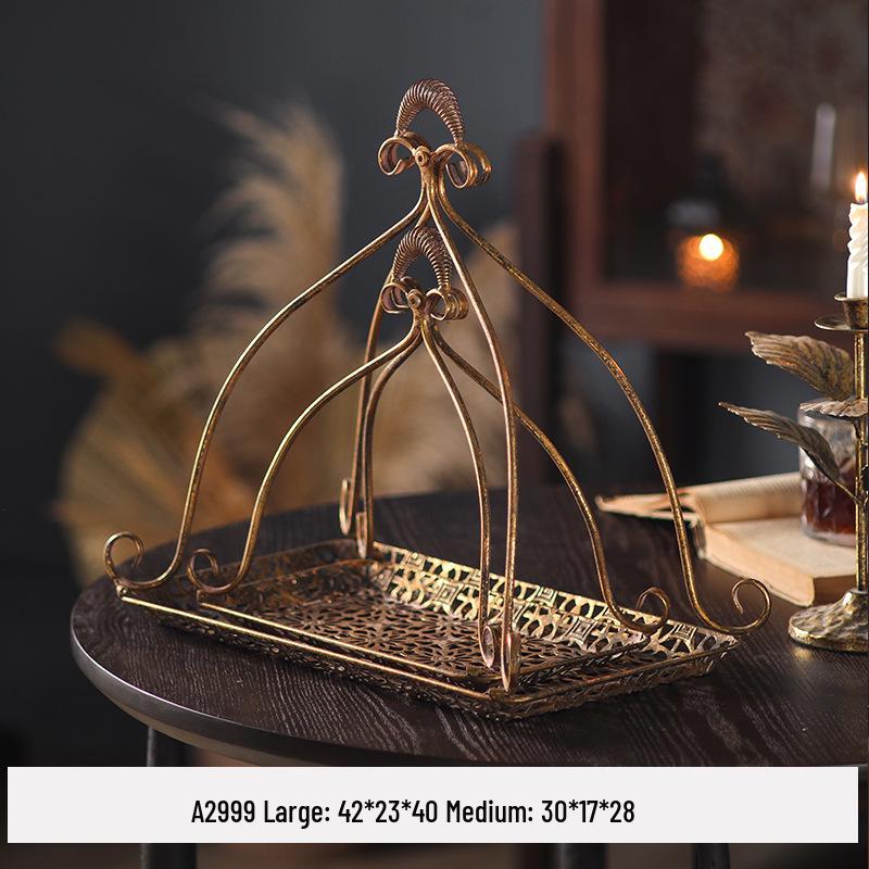 Retro Christmas Iron Art Tray Ornament for Desktop Styling and Decor