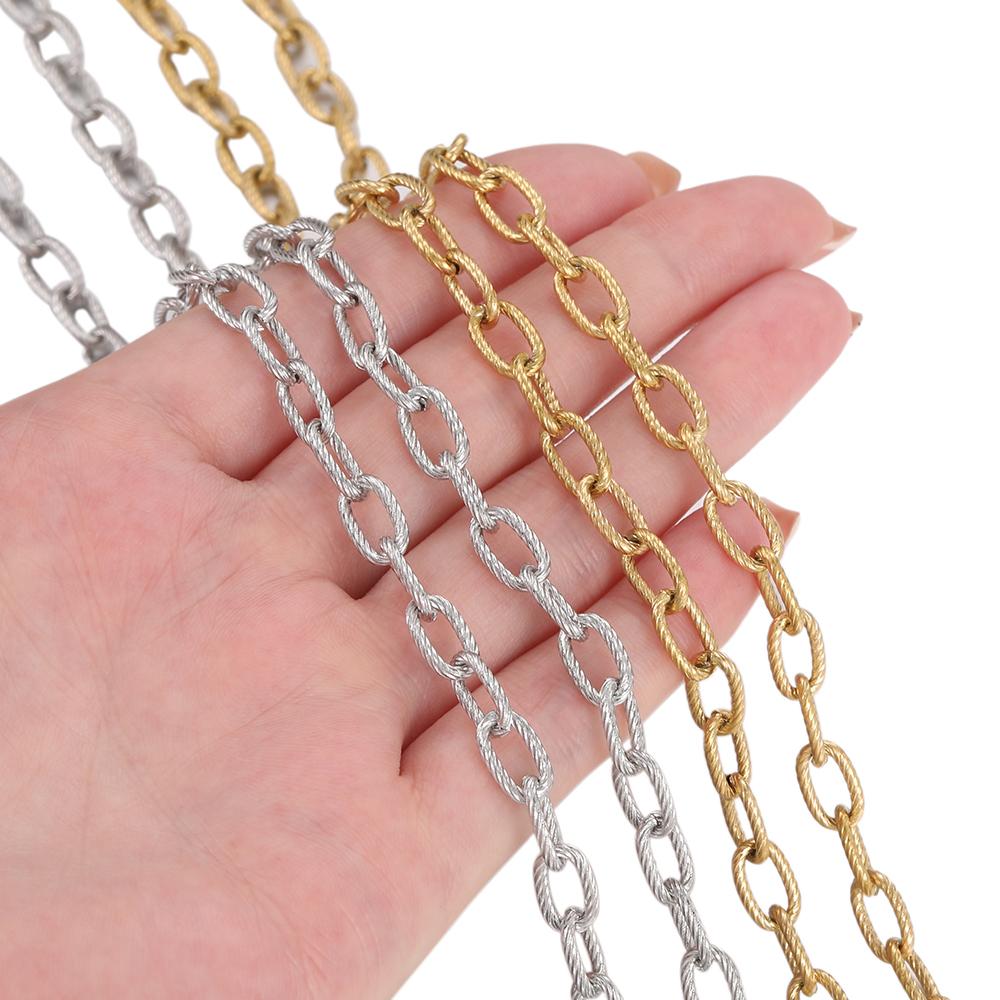 1m Edelstahl Kettenglied Kette Goldene Farbe O-Verschluss Kette für Schmuckherstellung DIY Gliederkette Armband Zubehör