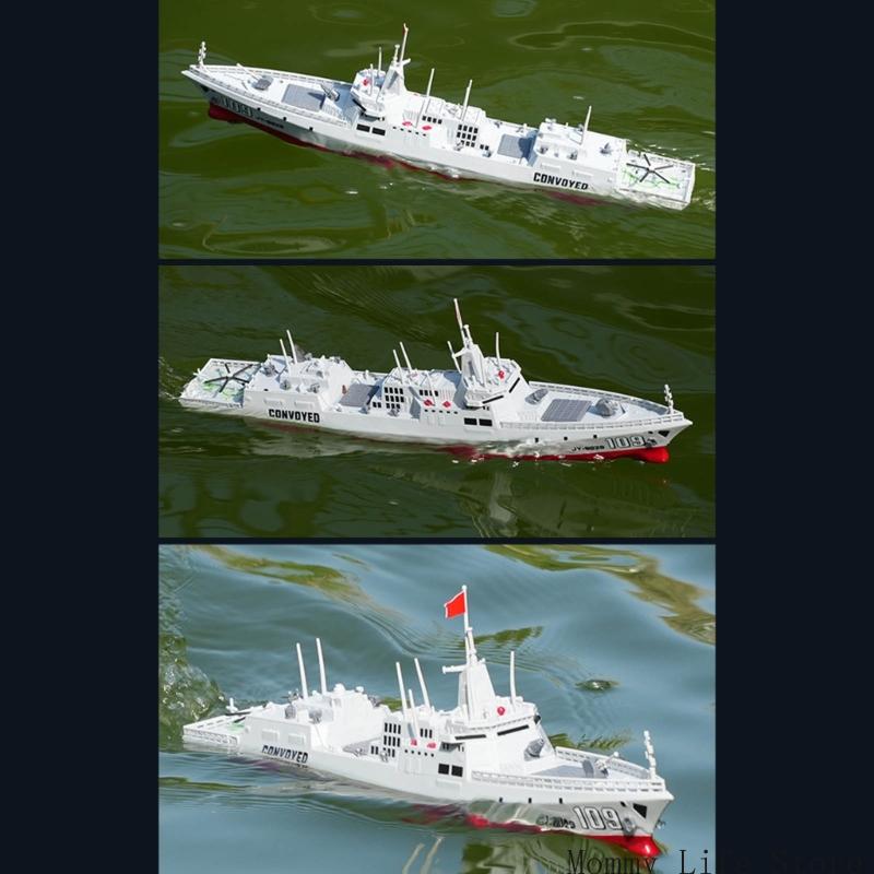 Remote Control Boat Toy With 2.4 Ghz Steering, Water Action Feature, Twin Drive Power And Warship Model For Pond And Lake