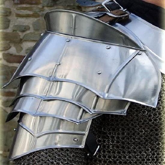Steel Warrior Paulton Medieval Shoulder Armor - Dark Steel, 30 Cm Height, Adjustable