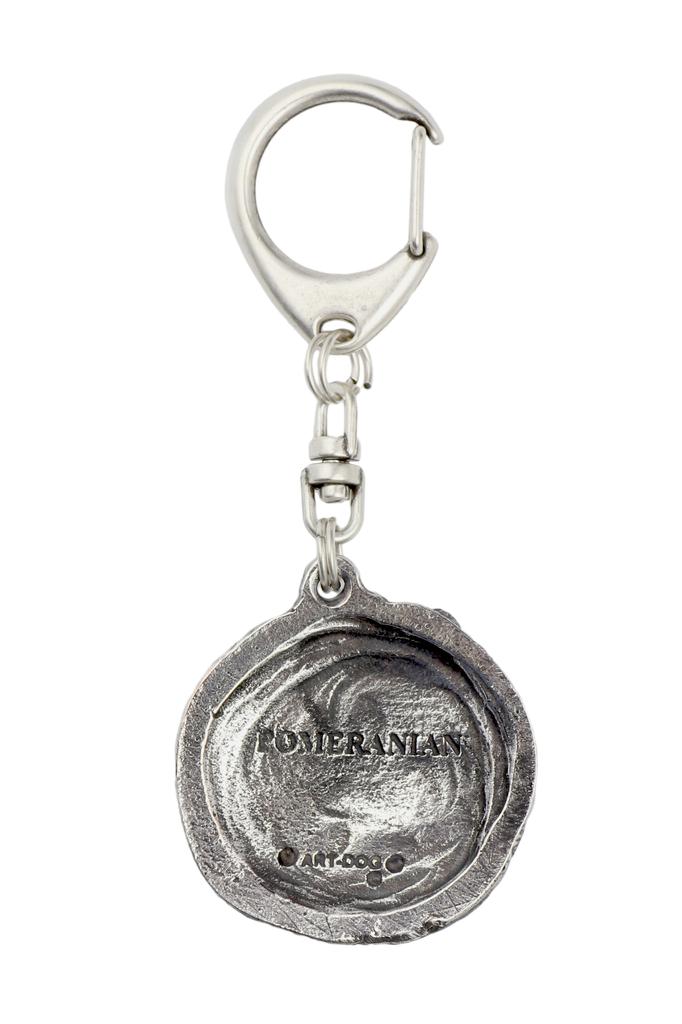 Pomeranian Dog, Pom Dog, Dwarf Spitz - Silver-plated Key Ring with Dog, Handbag Decoration, Backpack Pendant by Art-Dog Brand