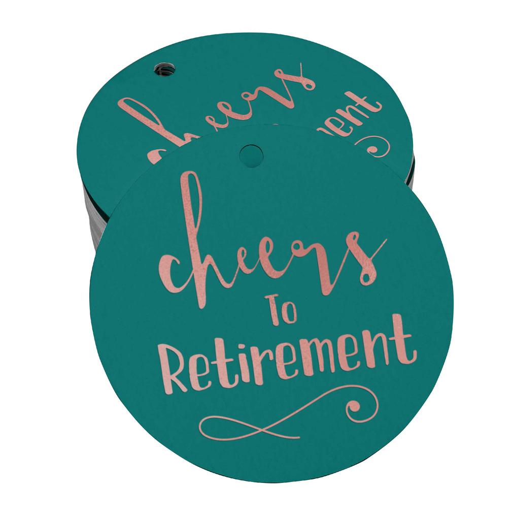 Inkdotpot Pack Of 100 Real Gold Foil Paper Tags Cheers To Retirement Favor Hang