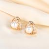 Japanese and Korean Full Diamond Triangular Pearl Stud Earrings French Earrings Ear Jewelry
