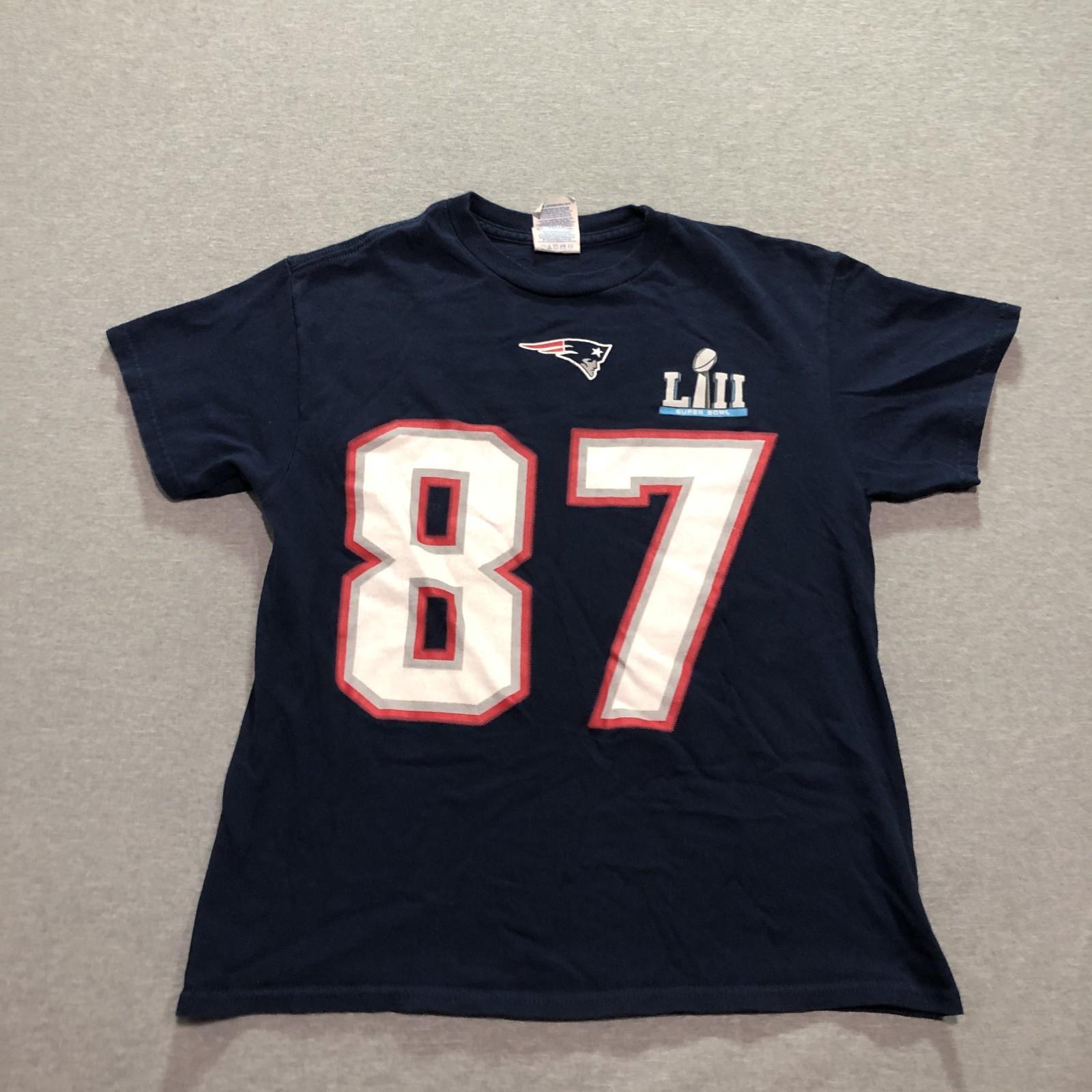 NFL New England Patriots T Shirt Junior Women s S Gronkowski #87 Lounge Blue Tee M