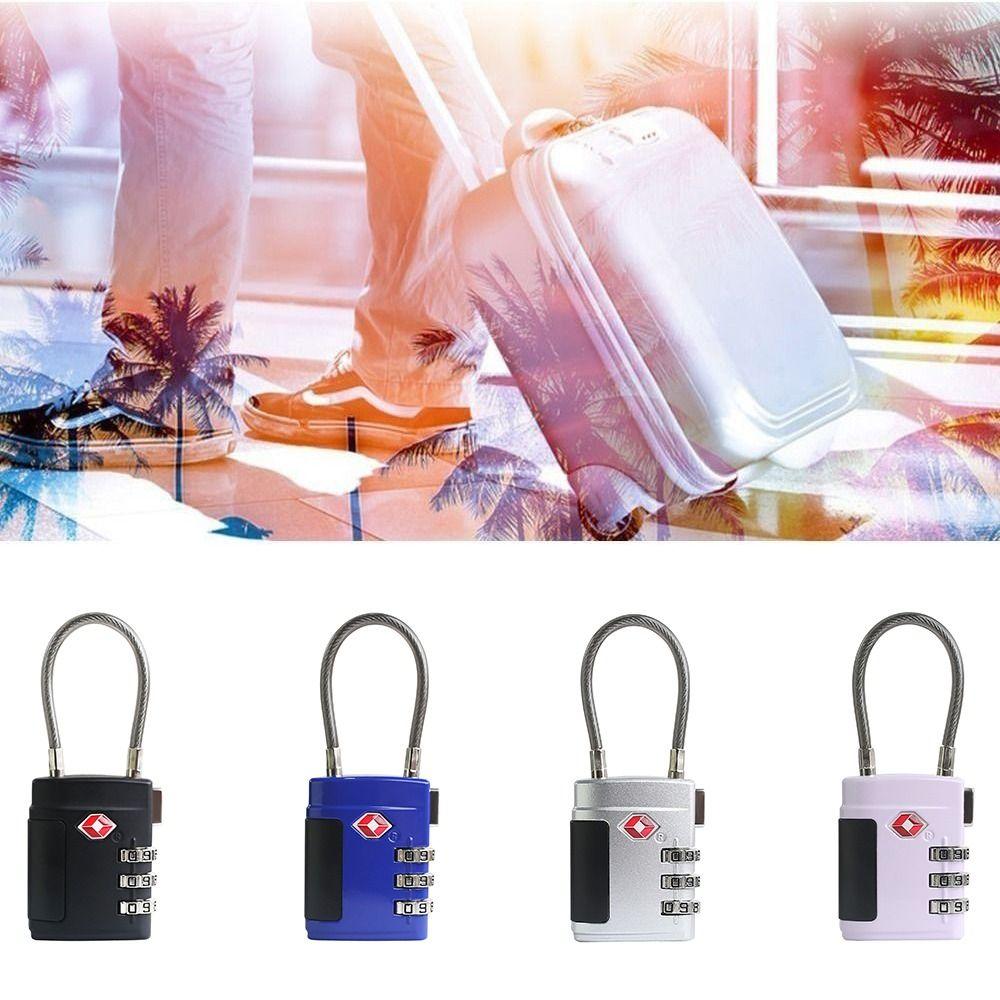 Anti-theft Customs Password Lock TSA Wire Rope Padlock Portable 3 Digit Combination Lock  Travel