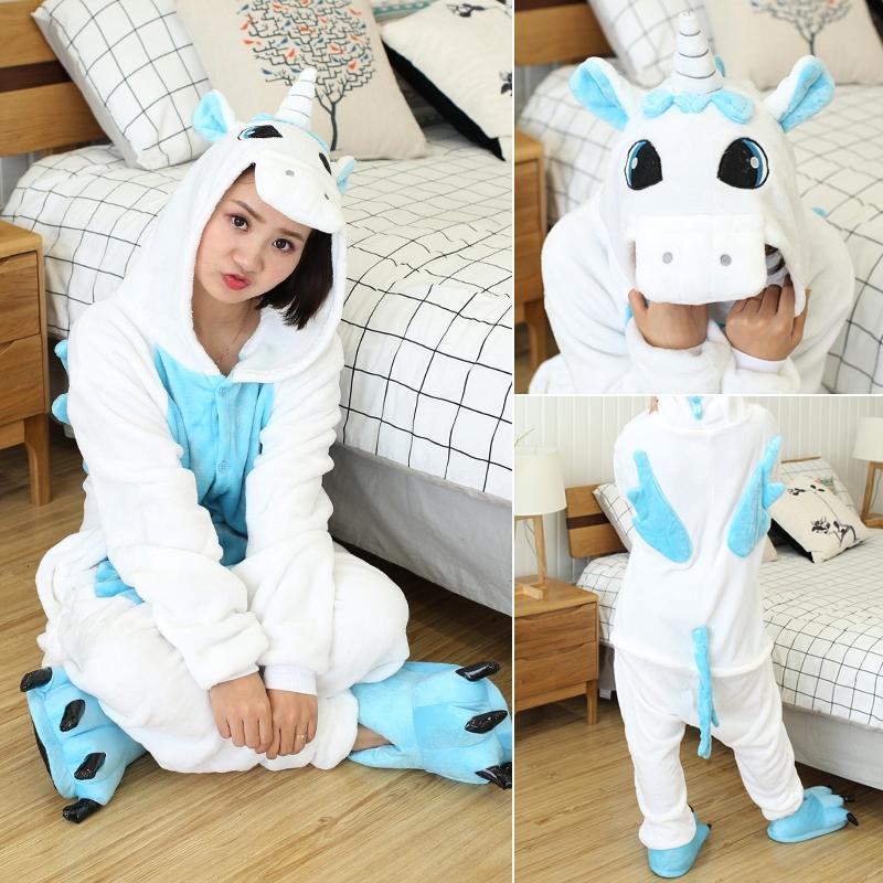 Unisex Adult Unicorn Pajamas Cosplay Sets Costume Animal Pyjamas Women Onesie Cartoon Winter Long Sleeve Sleepwear