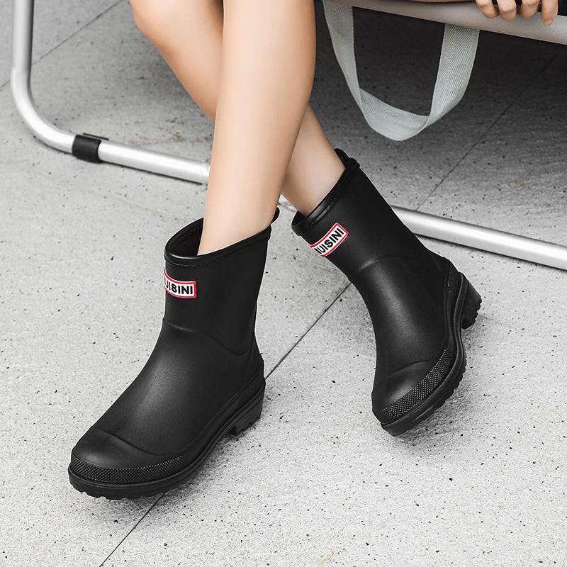 Medium-cylinder Water Shoes: Lightweight And Waterproof Rain Boots With Edge Binding, Kitchen Water Boots, Women's Rubber Shoes
