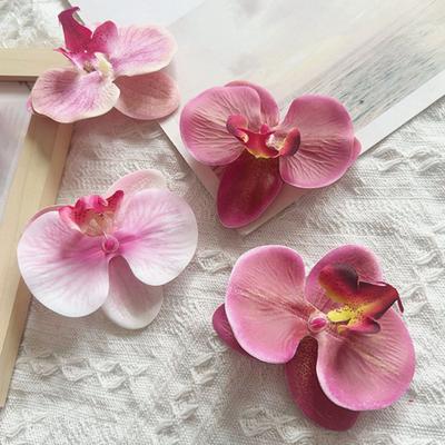 10 Pcs Artificial Faux Silk Phalaenopsis Flower Heads Fake Orchid Head for Wedding Floral Bouquet Decor DIY Craft Making